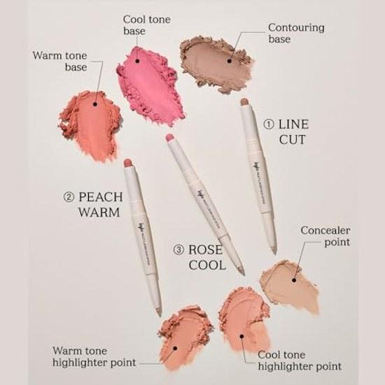 Keybo Official Duo Stick Shading + Highlight Concealer Suitable Nose Shadow Tear Bag Korean Cosmetics (01. Line Cut Shading)