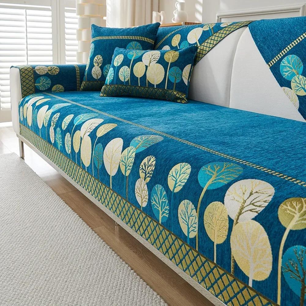 

Chenille Anti-slip Sofa Mat for Living Room Bohemia Morocco Style Sofa Cushion Towel All-inclusive Corner Sofa Cover Home Decor 70x70cm 1pc синій