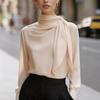 YYFS Women's Fashion Casual Spring Autumn Solid Color Print Long Sleeve Stand-Neck Blouses & Shirts