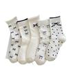 Korean Style Bowknot Ladies Mid-Calf Piled Socks for Autumn and Winter