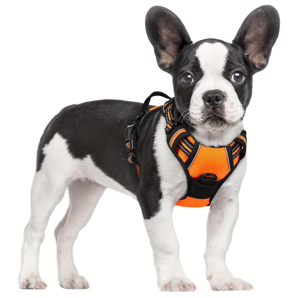 Reflective Nylon Dog Harness Easy Control Handle No-Pull Front Clip Design Adjustable Heavy-Duty Vest for Dogs Walking TrainingPet Training Vest