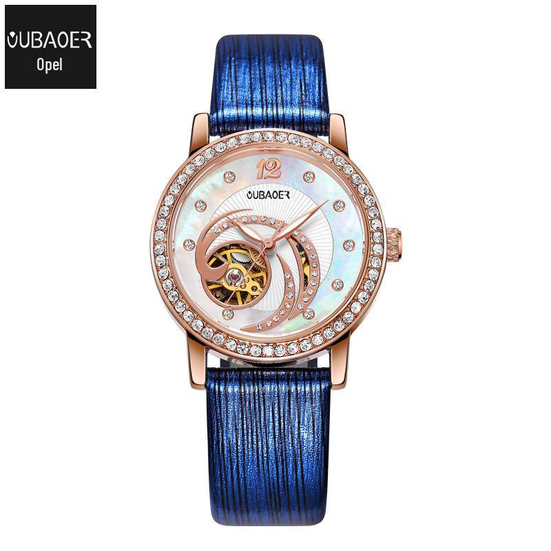 OUBAOER Women`s Fashion Automatic Rhinestone Skeleton