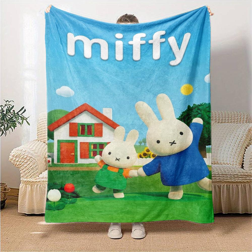 Miffy Print Flannel Blanket High Quality Warm Comfortable Cover for All Seasons Perfect for Gifts Home Decor