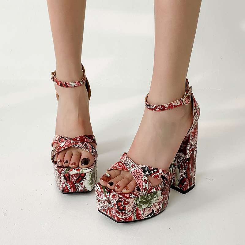 Летняя обувь Krazing Pot из искусственной кожи с открытым носком на очень высоком каблуке — фото 10