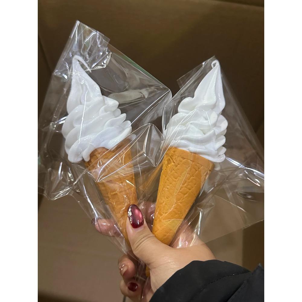Plastikowy Model Symulujący Jedzenie Dekoracja Rekwizyt Podwójne Kolory DIY Lody Sztuczny Rożek Waflowy 17cm 6.7cala Pokaz Wideo ASMR