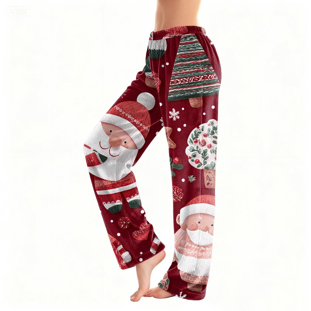 Women's Casual Fashion Christmas Printed Flannel Pants Pajama Pants