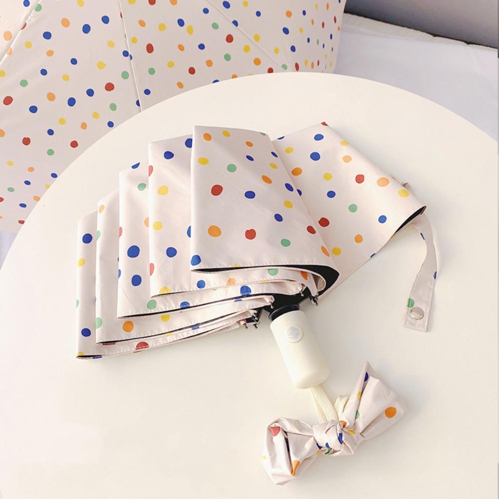 Vinyl Automatic Umbrella Windproof Polka Dot Umbrella Colorful Folding Umbrella  Outdoor
