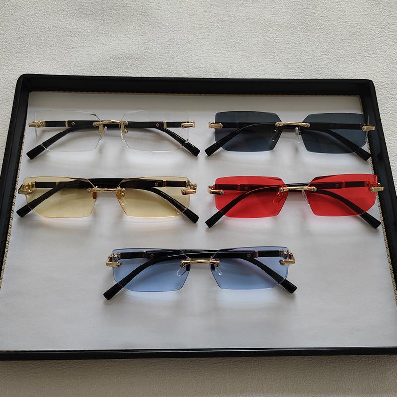 5pcs/Set Fashion Rectangle Rimless Women Sunglasses Populor Small Square Sun Glasses For Female Outdoor Shades Eyewear Accessory