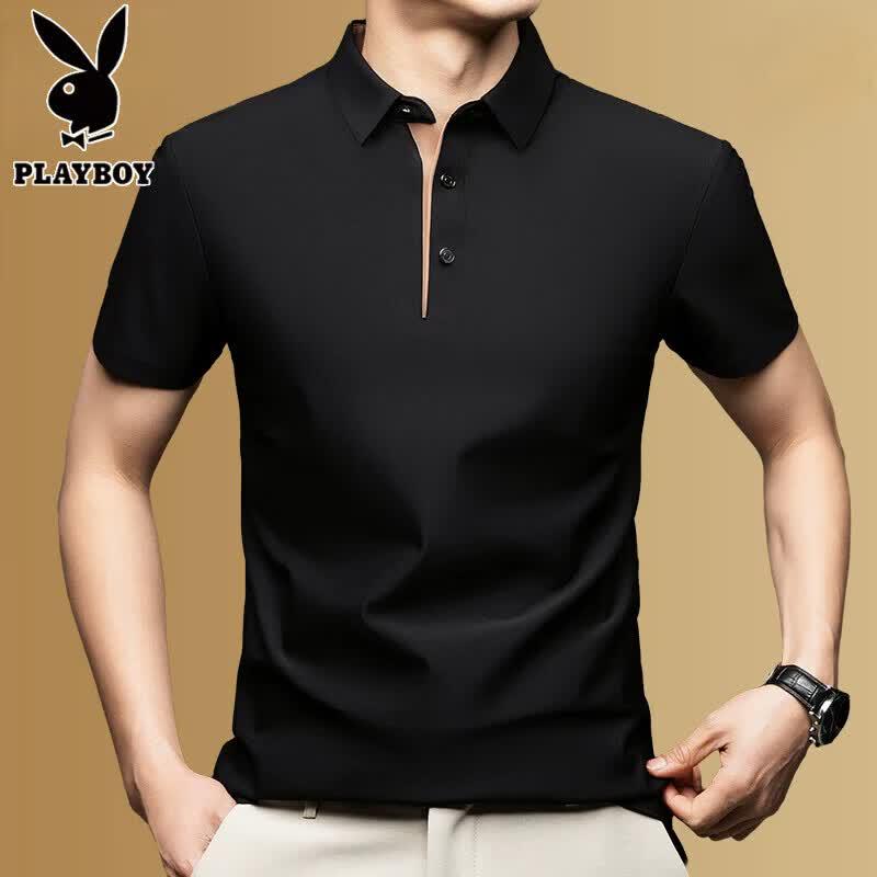 PLAYBOY Men's Ice Silk Short Sleeve Polo Shirt