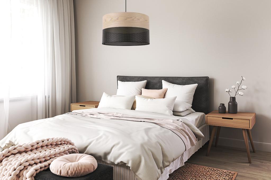 Single Hanging Lamp Classic Oak Veneer Lampshade 35Cm