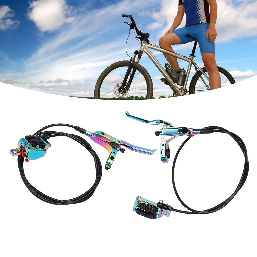 Hydraulic Disc Brake Set Aluminum Alloy 4 Piston Front and Rear Bilateral Hydraulic Brake for Mountain Bike