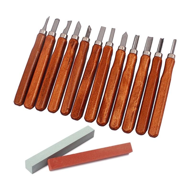 Wood Carving Knife Set 12Pcs Hand Carving Tool Set with Whetstone for DIY Sculpture Carpenter Experts and Beginners