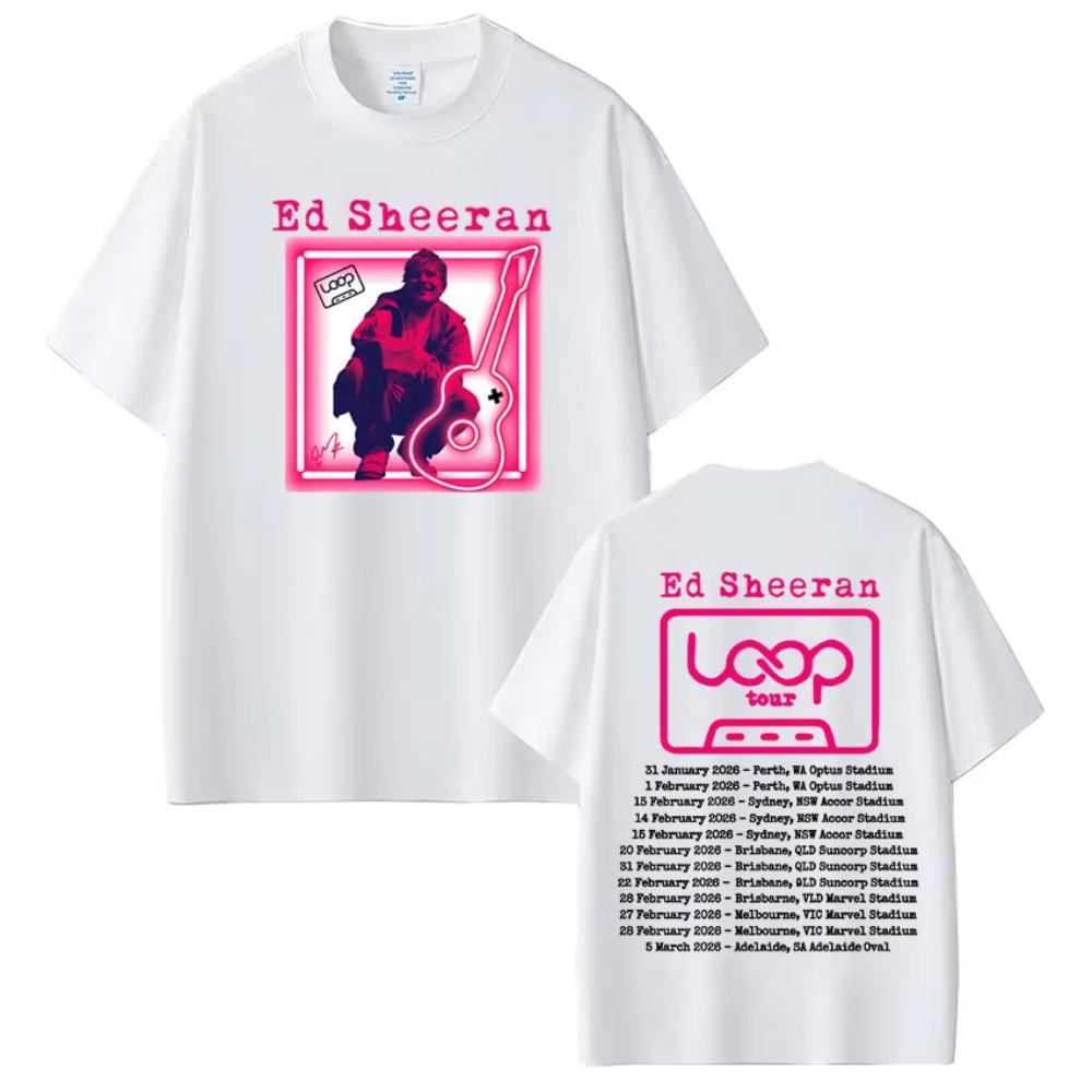 Ed Sheeran Loop Tour Australia 2026 Tour Merch Tshirt Mens Women Fashion Casual Tshirts Hiphop Shortsleeved Cotton Tshirts S