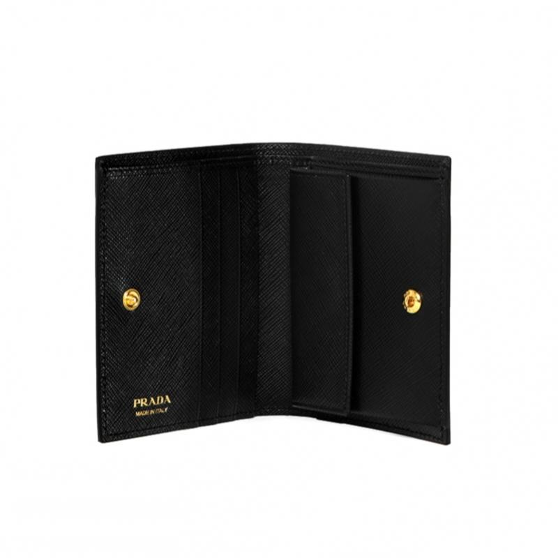 Prada Saffiano Dreieck Logo Kleines Portemonnaie 2 Fächer 1mv204 Qhh F0002