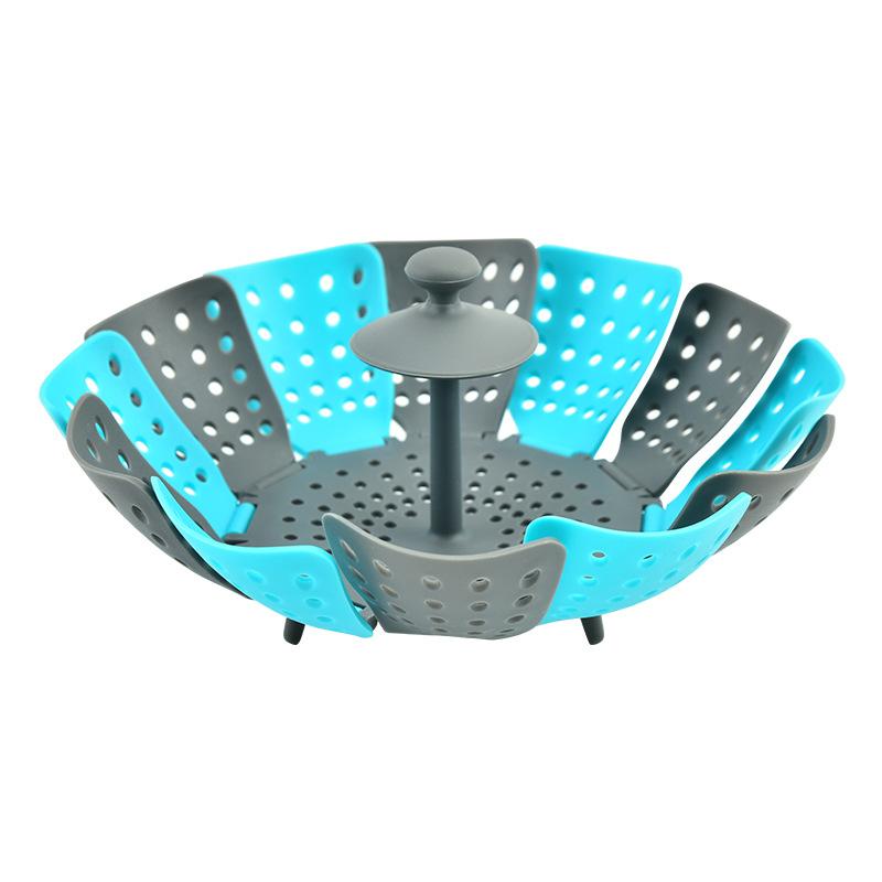Cookware Plastic Steaming Food Basket Mesh Silicone Faucet Steamer Folding Food Vegetable Vapor Cooker Dish Foldable Steamer