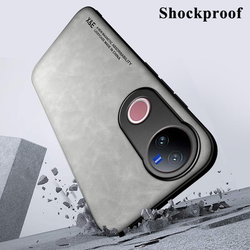 KEYSION Luxusní retro PU kožené pouzdro pro VIVO V50 5G Měkký silikon + PC nárazuvzdorný zadní kryt telefonu pro VIVO V50 5G