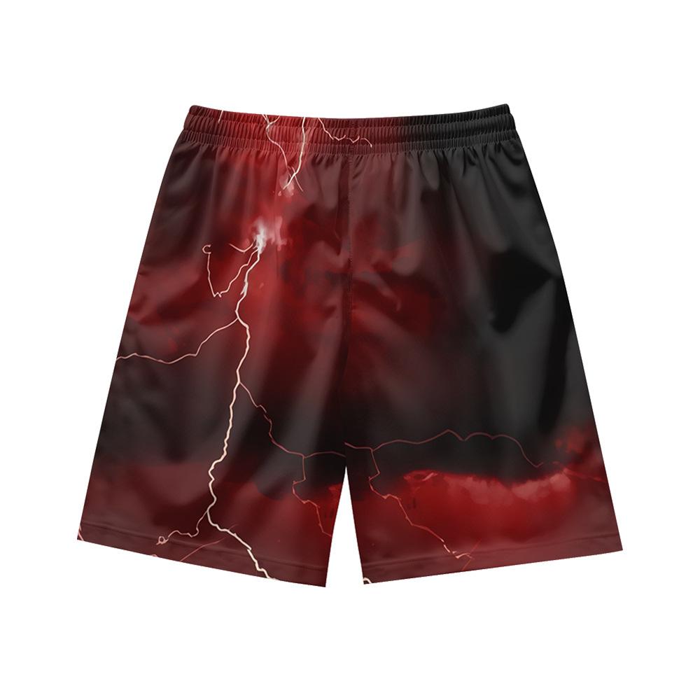 Pantaloncini Casual da Uomo con Elemento Fulmine Oscuro Naturale Europeo e Americano Pantaloni da Spiaggia