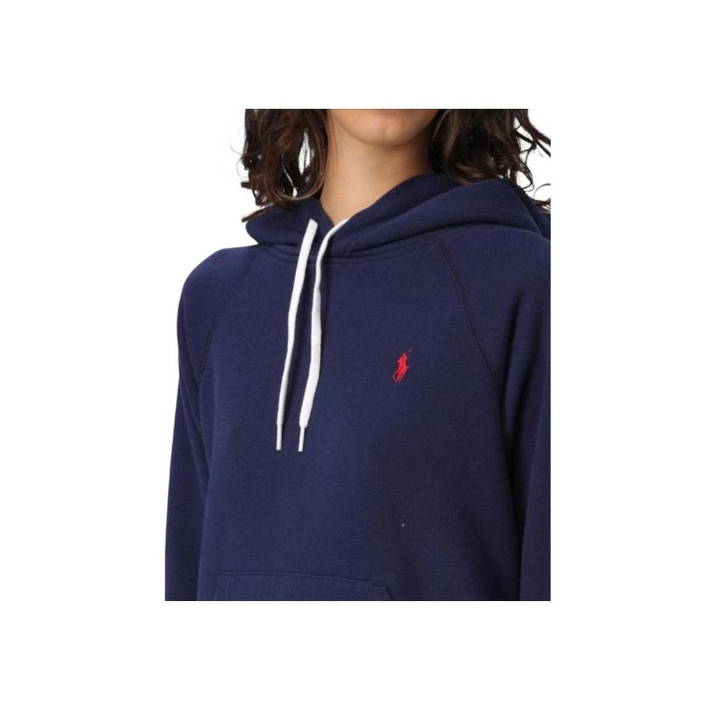 Polo Ralph Lauren Solid Color Logo Embroidered Hooded Pullover Raglan Long Sleeve Sweatshirt Women Sweatshirt Navy-Blue 211943007-002