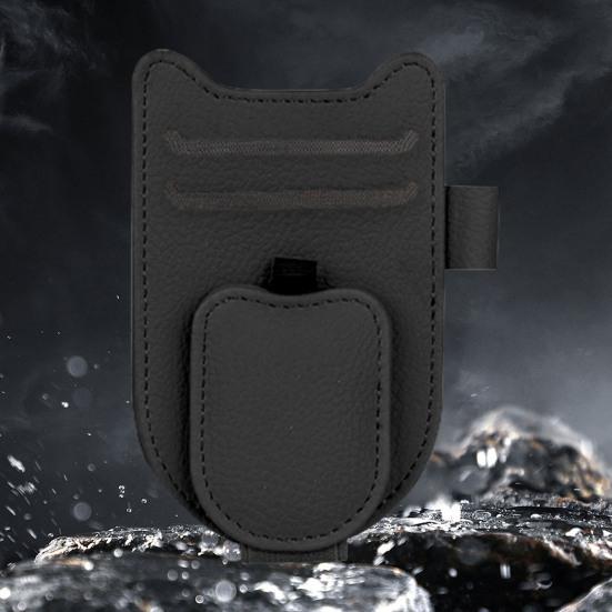 Universal Visor Clip Multi-Function Car Organizer for Sunglasses Cards Magnetic Faux Leather Holder for Most Vehicles