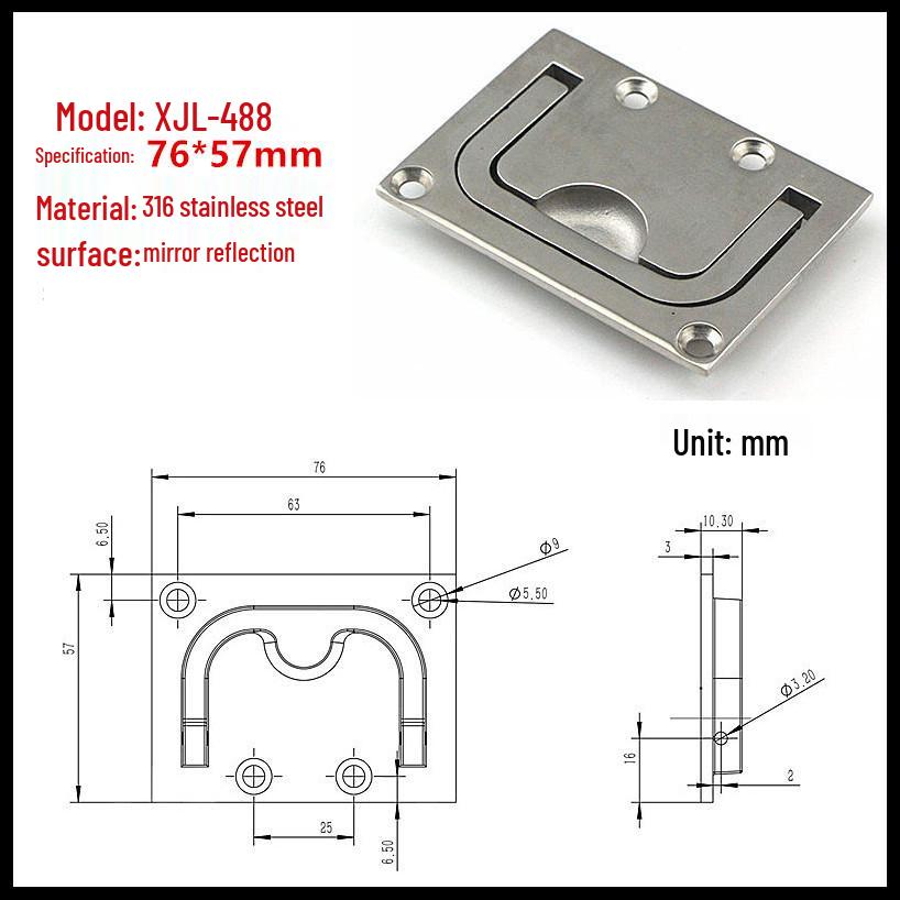 304 Stainless Steel Yacht Hardware Pull Ring Floor Deck Hatch Handle