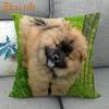 Custom Chow Chow Dog Pillowcase Cartoon Girl Wedding Decorative Cotton Linen Pillow Case For Home Pillow Cover 45X45Cm One Side