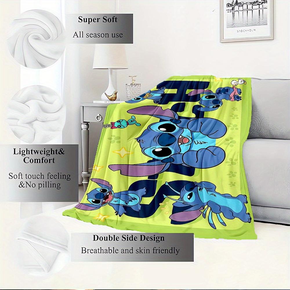 1pc Flannel Stitch Character Pattern Bedding Throw Blanket Sofa Cover Gift Home Decor Cute Cartoon Pattern