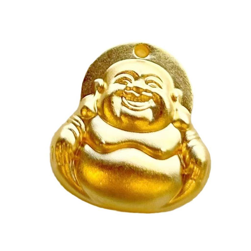 Vietnamese Sand Gold Maitreya Buddha Pendant Necklace for Men & Women