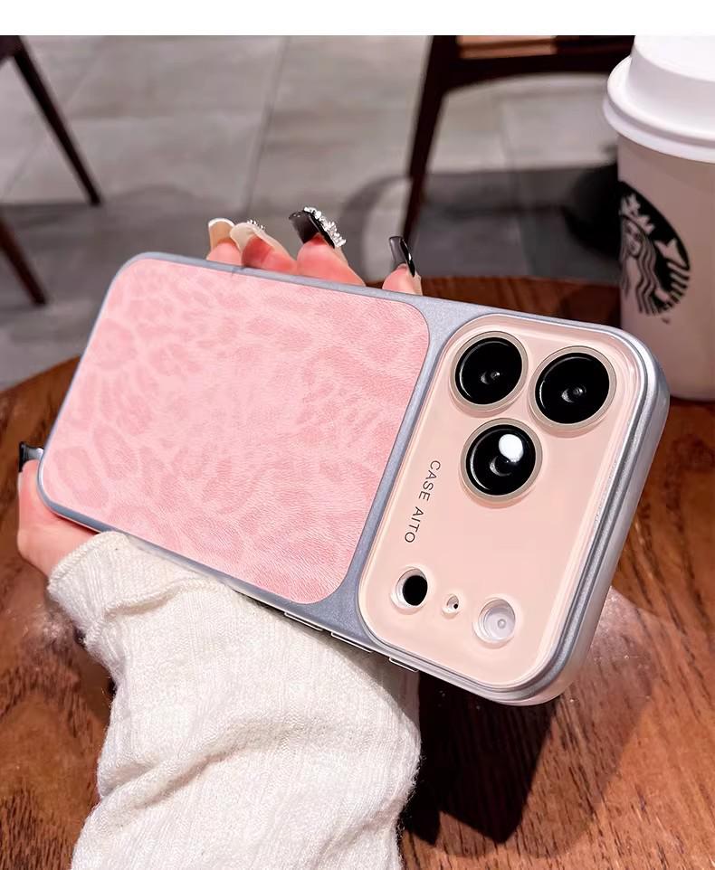 iPhone 17 Pro Max Leather Leopard Print Case with Large Window, Apple 16 Lens Protection, and Drop Protection Cover.