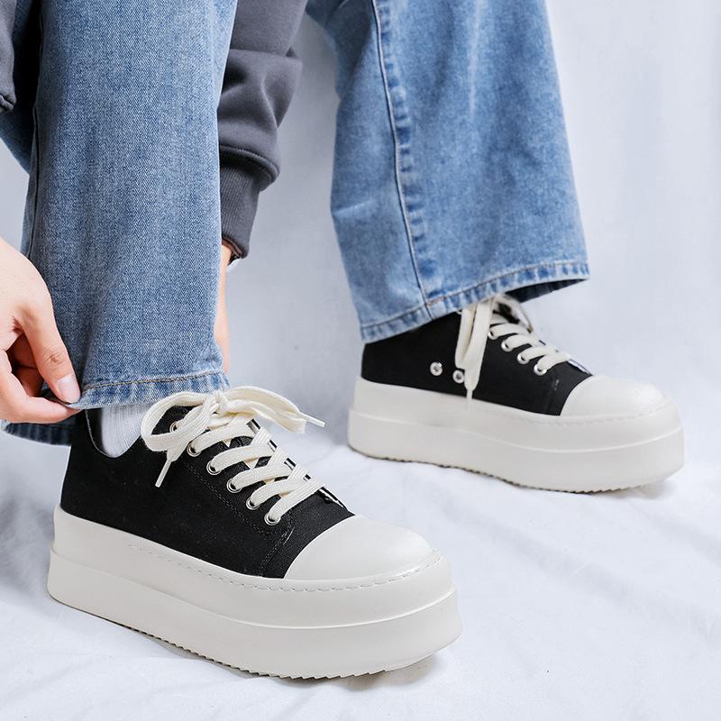 American retro thick baseplate shoes men's black couple simple big head heightening derby shoes 18453-R