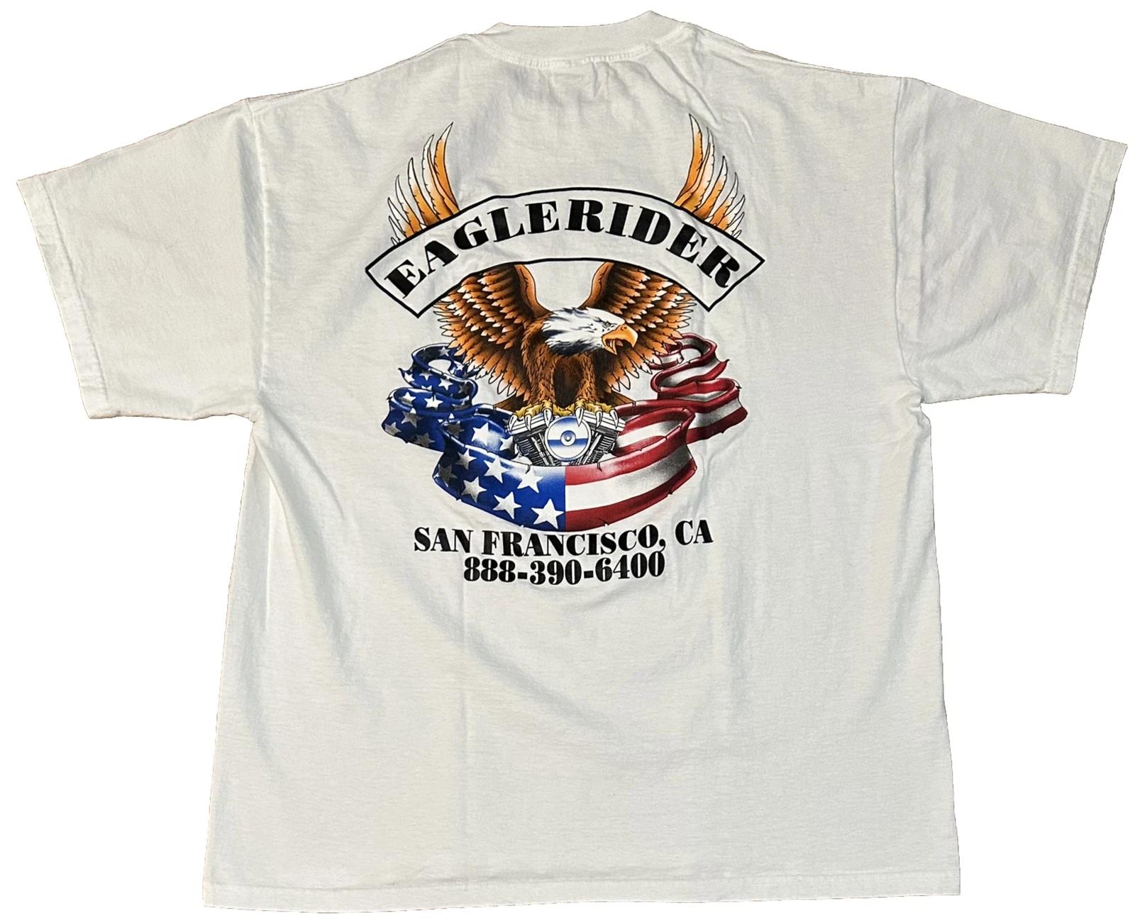 

Eagle Rider Motorcycles San Francisco California Double Sided White T Shirt XL M