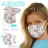 10pcs Flower Printing Adult Disposable Christmas Mask 3 Layer Earring Face Mask