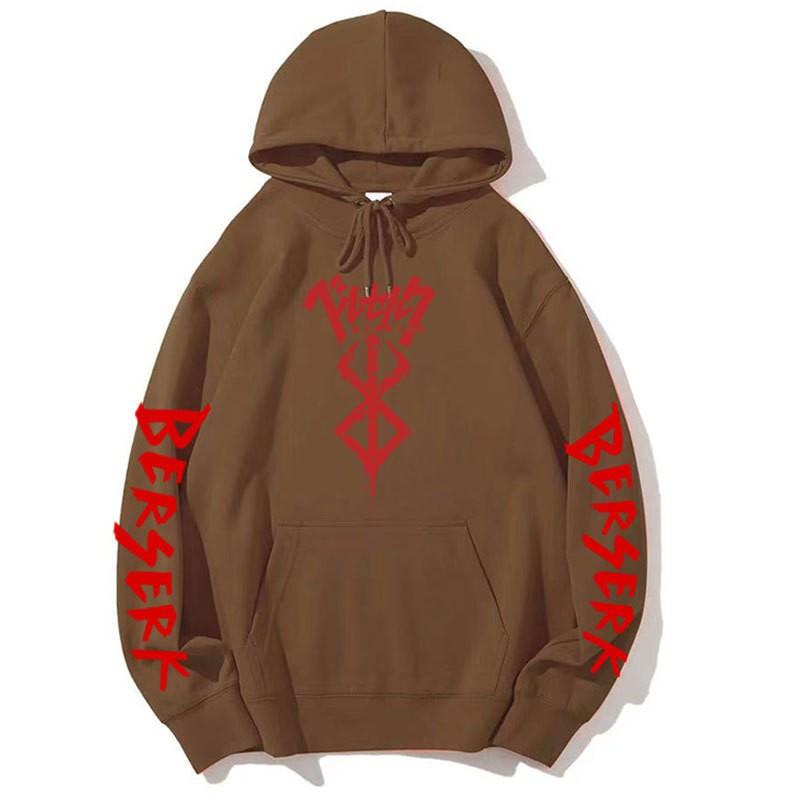 Mens Hooded Fleece Sweatshirt Inspired By Berserk Anime Streetwear Casual Oversized Pullover