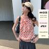 Red Polka Dot Halter Neck Sleeveless Top for Women