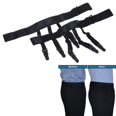 Men Shirt Stays Adjustable Elastic Shirt Tuckers Garters Shirt Holders with Non-slip Locking Clamps for Business Black