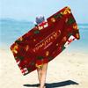 1Pc Merry Christmas Celebration Beach Towel Microfiber Beach Towel Thin Absorbent For Beach Swimming Yoga Bath Sports