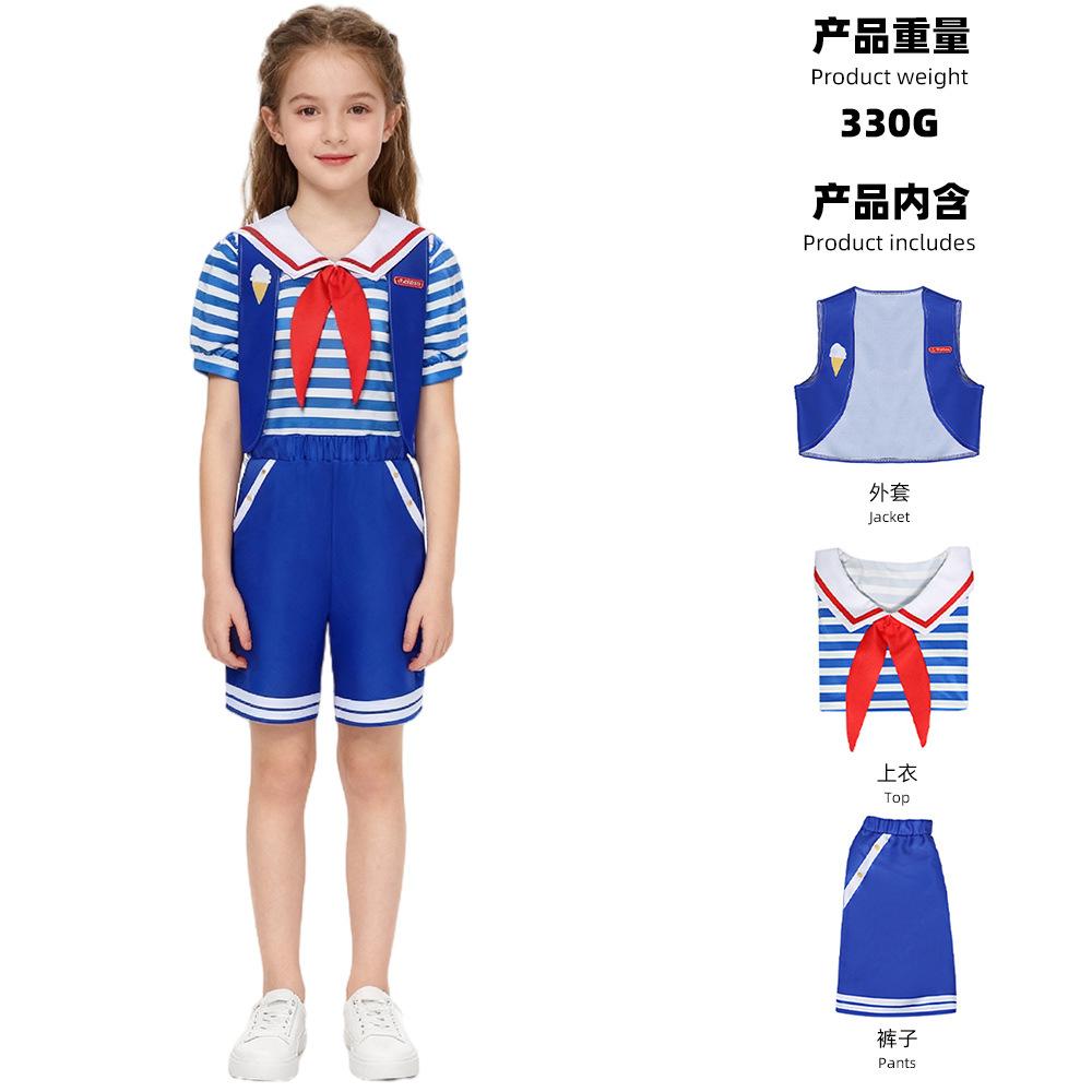 Boy Girl Robin Steve Harrington Cosplay Costume Shirt Pants Hat Vest Set Halloween Carnival Party Cosplay Costume