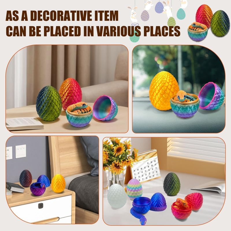 5PCS 3D Printed Snake Eggs with 11.8 Inch Snake Inside, Home Office Decor Executive Desk Toys for Autism/ADHD, Perfect for Easter Gifts, Collectibles