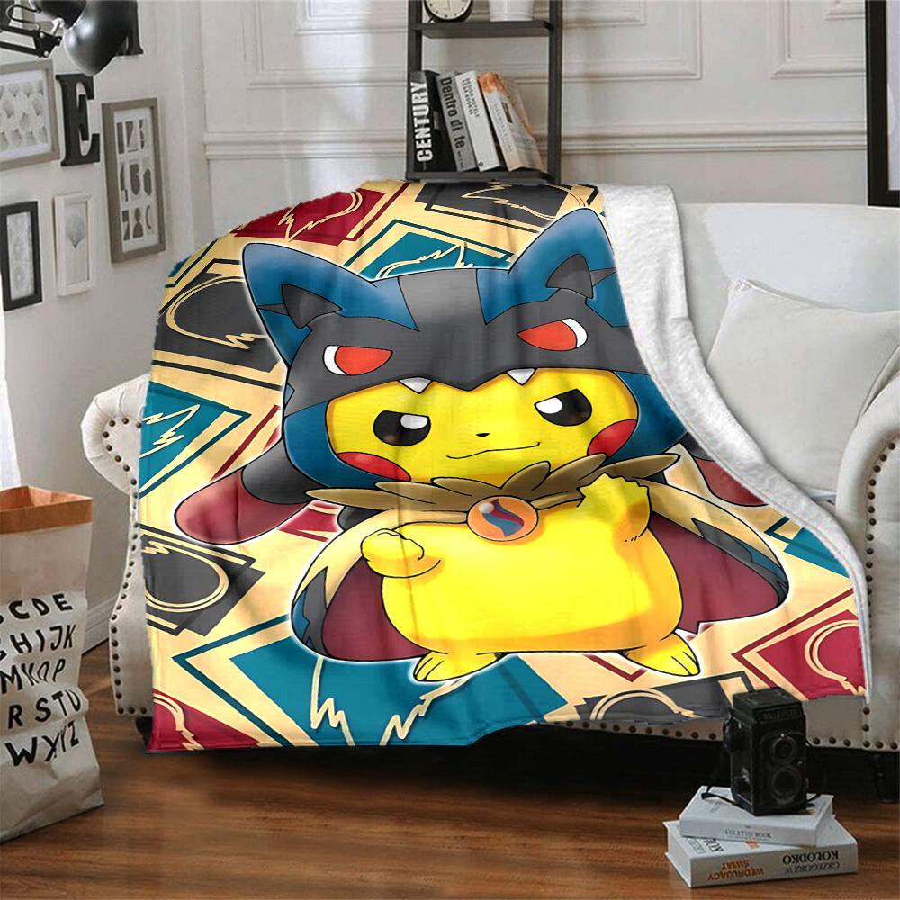 1pc Pokemon Pikachu Soft & Warm Flannel Blanket, Multi-Purpose Throw Blanket for Couch, Sofa, Office, Bed, Camping, Travel 126