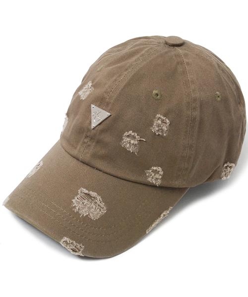 Heiteo Silver Classic Logo Distressed Ball Cap Khaki