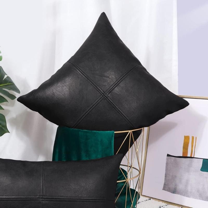 Moisture Proof Decorative Pillow Cover 450x450mm Durability Faux Leather Pillowcase Easy Removal Protectors for Holiday