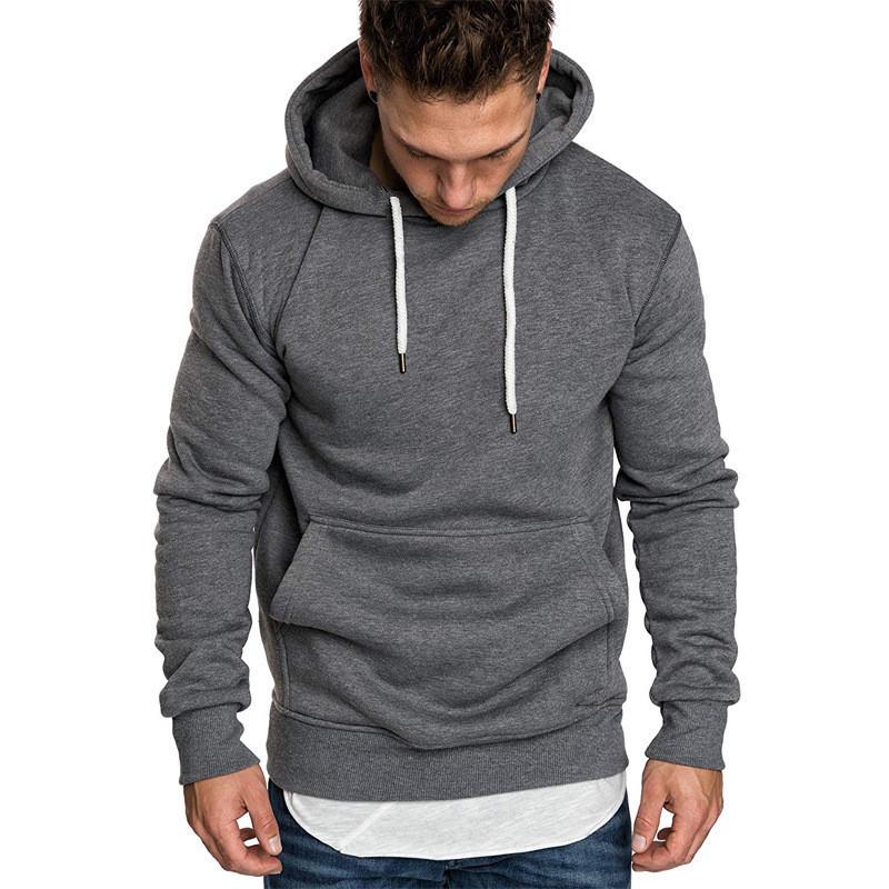 2023 Men's Solid Color Hooded Pullover Sweatshirt