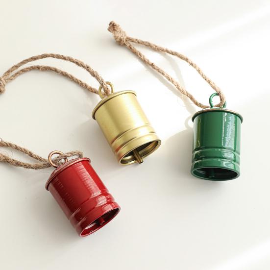 Rustic Christmas Cow Bell Vintage Metal Bell with Jute Rope Handmade Wind Chimes Wall Hanging Decor for Christmas New Year Party Decoration