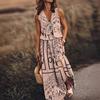 Girls' Summer and Autumn New Sleeveless Waist Cinched Zipper Letter Printed Dress