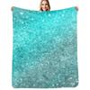 Aqua Teal Ocean Glitter #1 (Faux Glitter) #shiny #decor #art Throw Blanket Plush Fuzzy Cozy Blanket for Couch Sofa