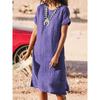 Polyester Solid Color Basic Short Sleeve A Line Dress For Office Women