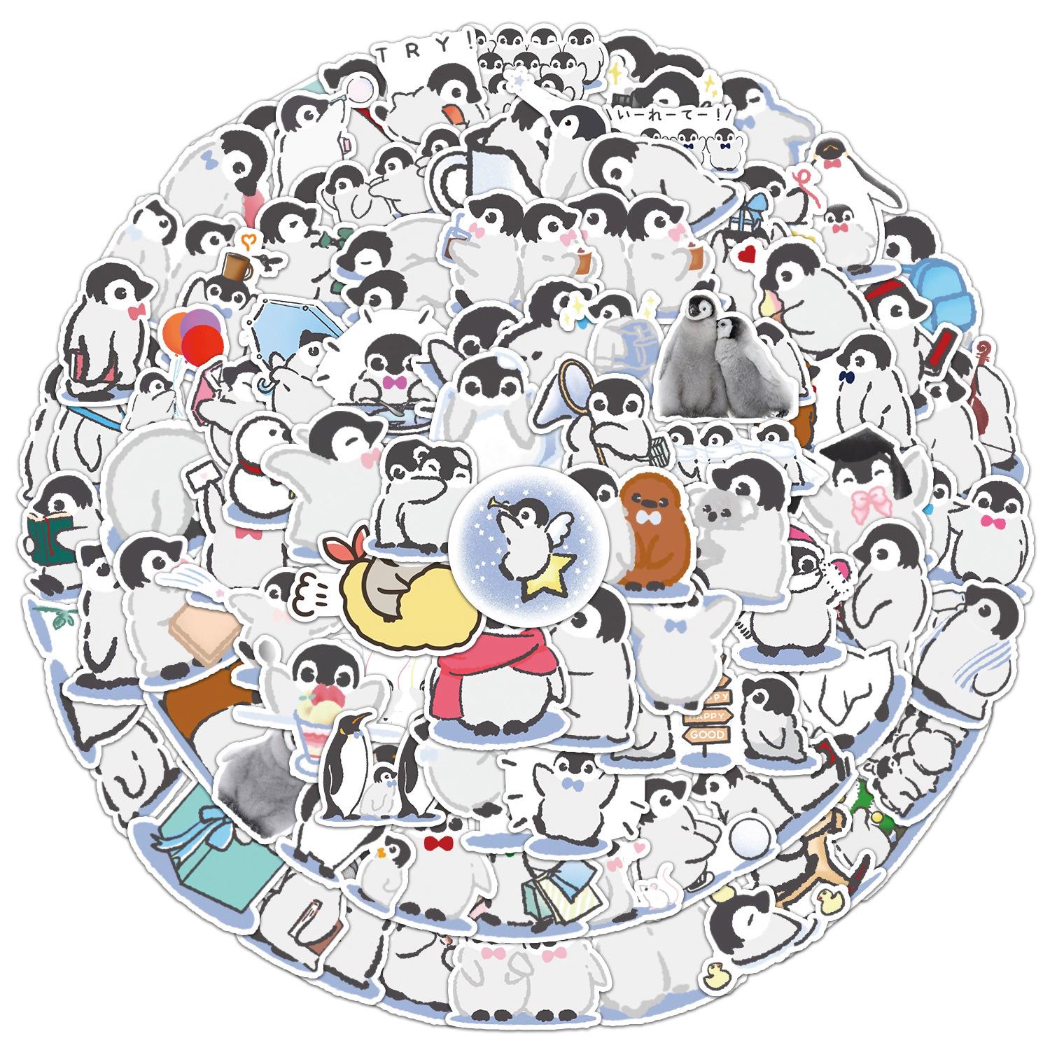 

100 Watercolor Penguin Graffiti Stickers Mobile Phone Computer Water Cup Decoration Stickers Waterproof Creative Children Cartoon Stickers