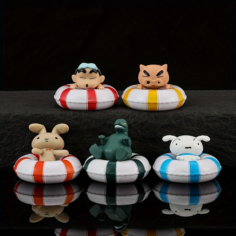 5 Swim Ring Small Novice Figurines, Anime Cartoon White Rabbit, Dinosaur, Pig Figurine Ornaments