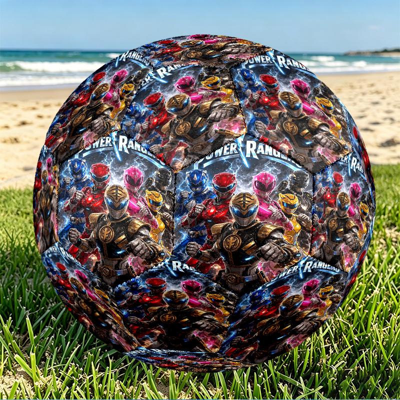 Mighty Morphin Power Rangers Print Size 5 Soccer Ball, PU Wear Resistant Football for Match Training and Daily Practice, Birthday Gift for Soccer Fans