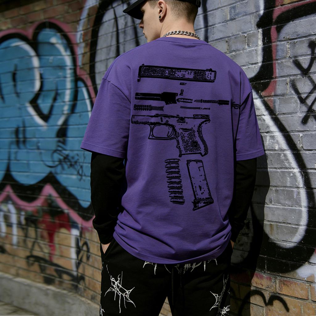 Men's Streetwear Fake Two-piece Double-sided Print T-shirt