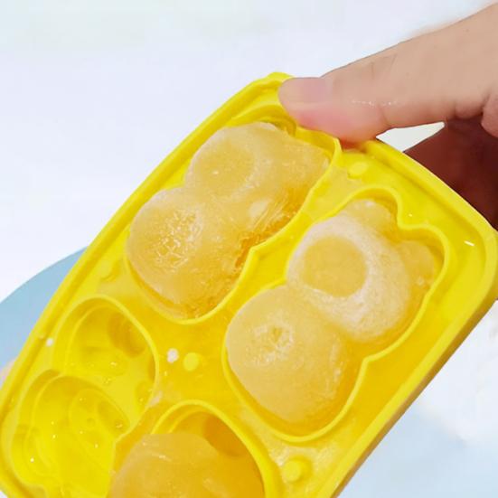 Bärenförmige Silikon-Eiswürfelform mit Deckel Lebensmittelqualität Leicht zu lösende Form Auslaufsicher Stapelbarer Eiswürfelbereiter Unverzichtbar für die Hausbar